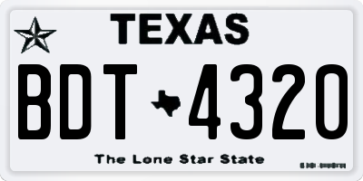 TX license plate BDT4320