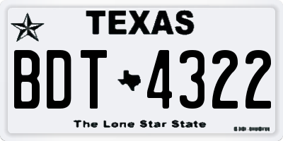 TX license plate BDT4322