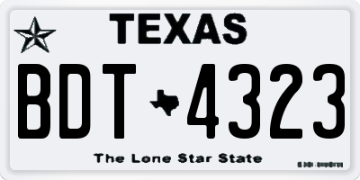 TX license plate BDT4323
