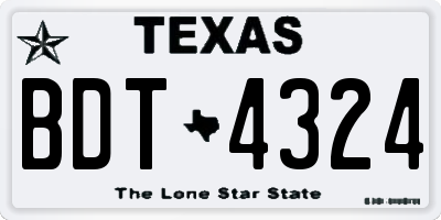TX license plate BDT4324