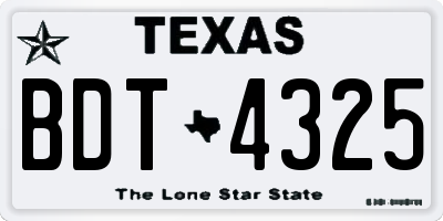TX license plate BDT4325