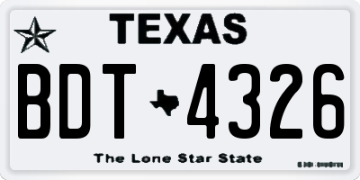 TX license plate BDT4326