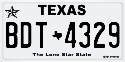 TX license plate BDT4329