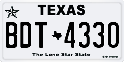 TX license plate BDT4330