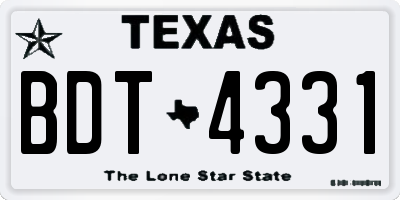 TX license plate BDT4331