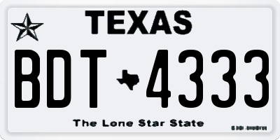 TX license plate BDT4333