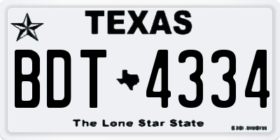 TX license plate BDT4334