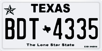 TX license plate BDT4335