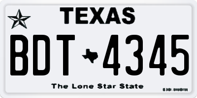TX license plate BDT4345