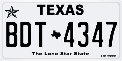 TX license plate BDT4347
