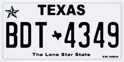 TX license plate BDT4349