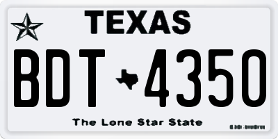 TX license plate BDT4350