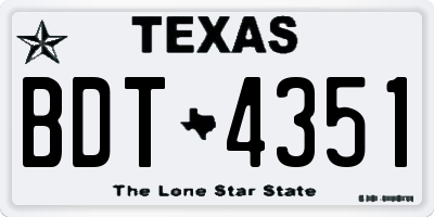 TX license plate BDT4351