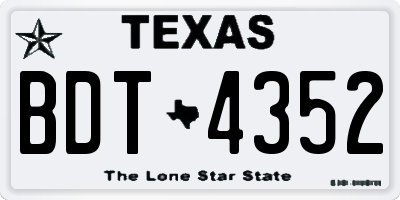 TX license plate BDT4352