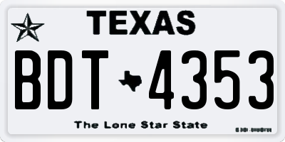 TX license plate BDT4353