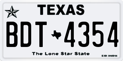 TX license plate BDT4354