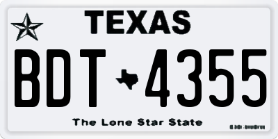 TX license plate BDT4355