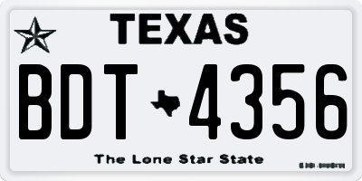 TX license plate BDT4356