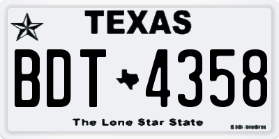 TX license plate BDT4358