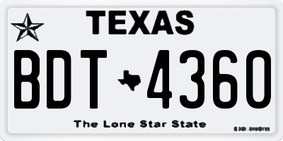 TX license plate BDT4360