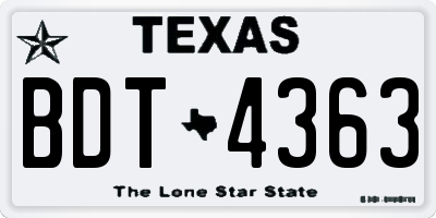 TX license plate BDT4363