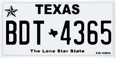 TX license plate BDT4365