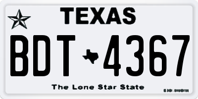 TX license plate BDT4367