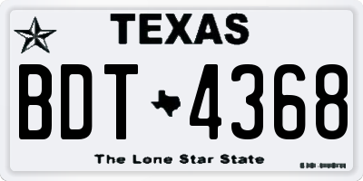 TX license plate BDT4368