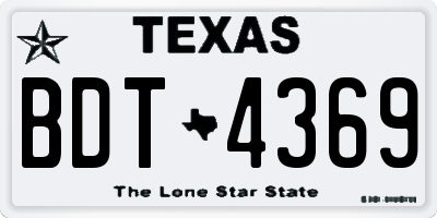 TX license plate BDT4369