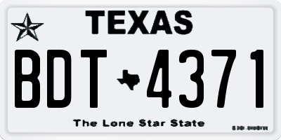 TX license plate BDT4371