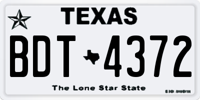 TX license plate BDT4372