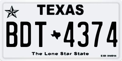 TX license plate BDT4374