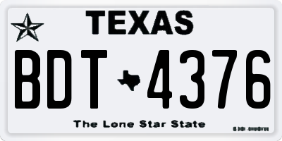 TX license plate BDT4376
