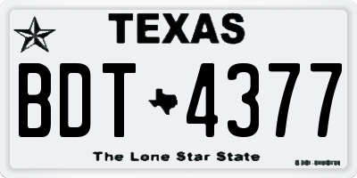 TX license plate BDT4377