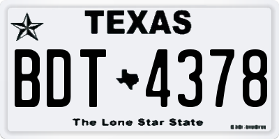 TX license plate BDT4378