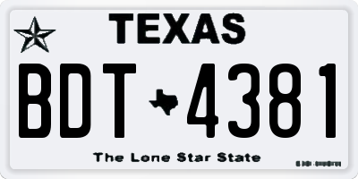 TX license plate BDT4381