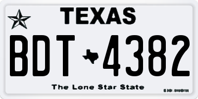 TX license plate BDT4382