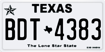 TX license plate BDT4383