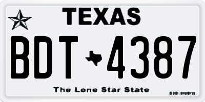TX license plate BDT4387