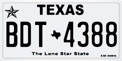 TX license plate BDT4388