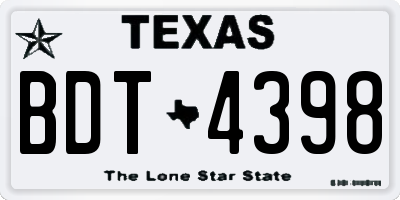 TX license plate BDT4398