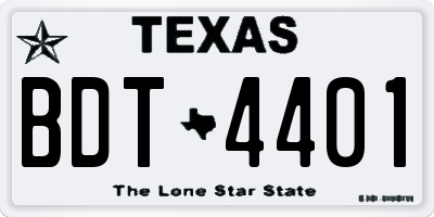 TX license plate BDT4401