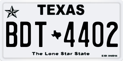 TX license plate BDT4402