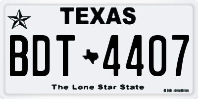TX license plate BDT4407