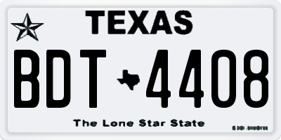 TX license plate BDT4408
