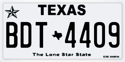 TX license plate BDT4409