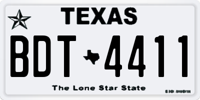 TX license plate BDT4411