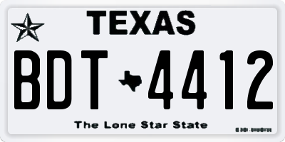 TX license plate BDT4412