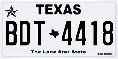 TX license plate BDT4418