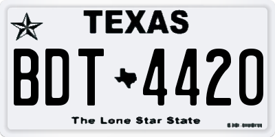 TX license plate BDT4420